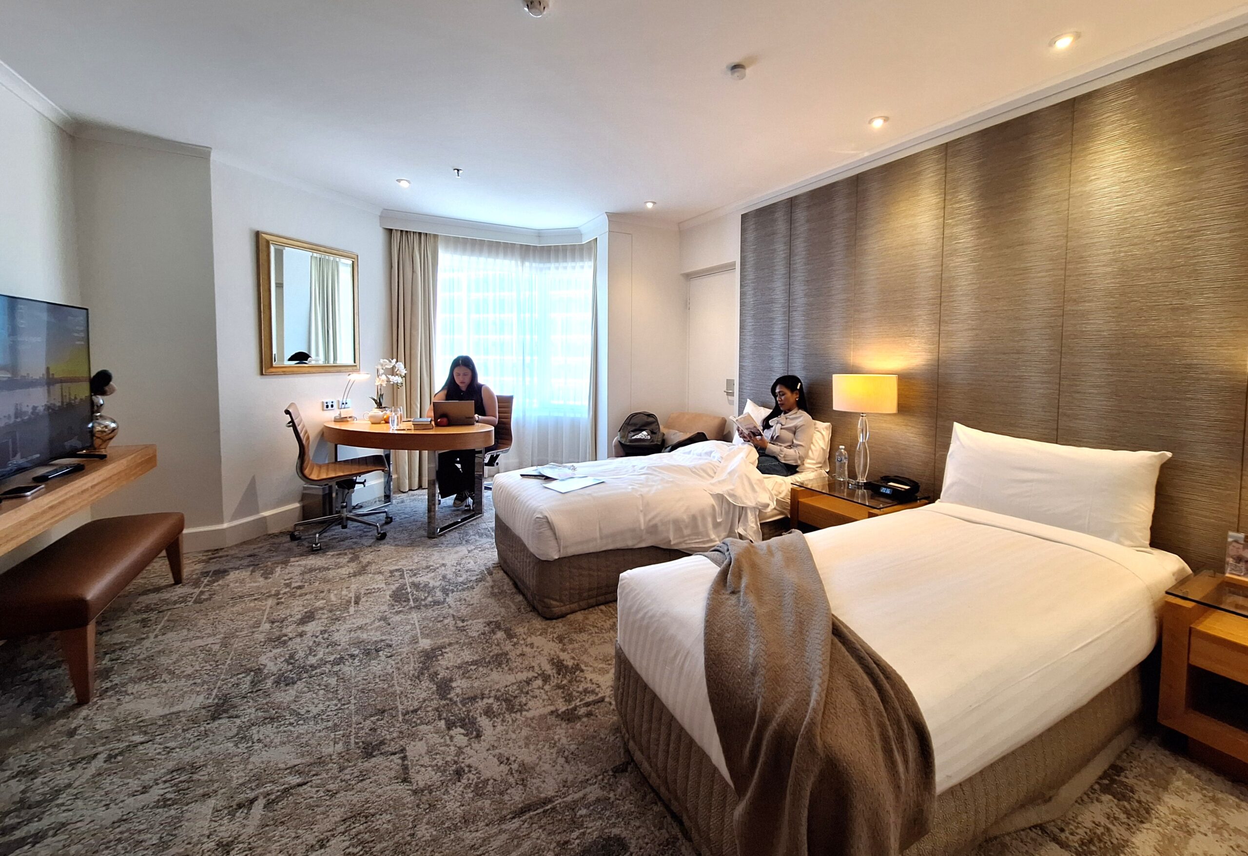 hotel room with two beds