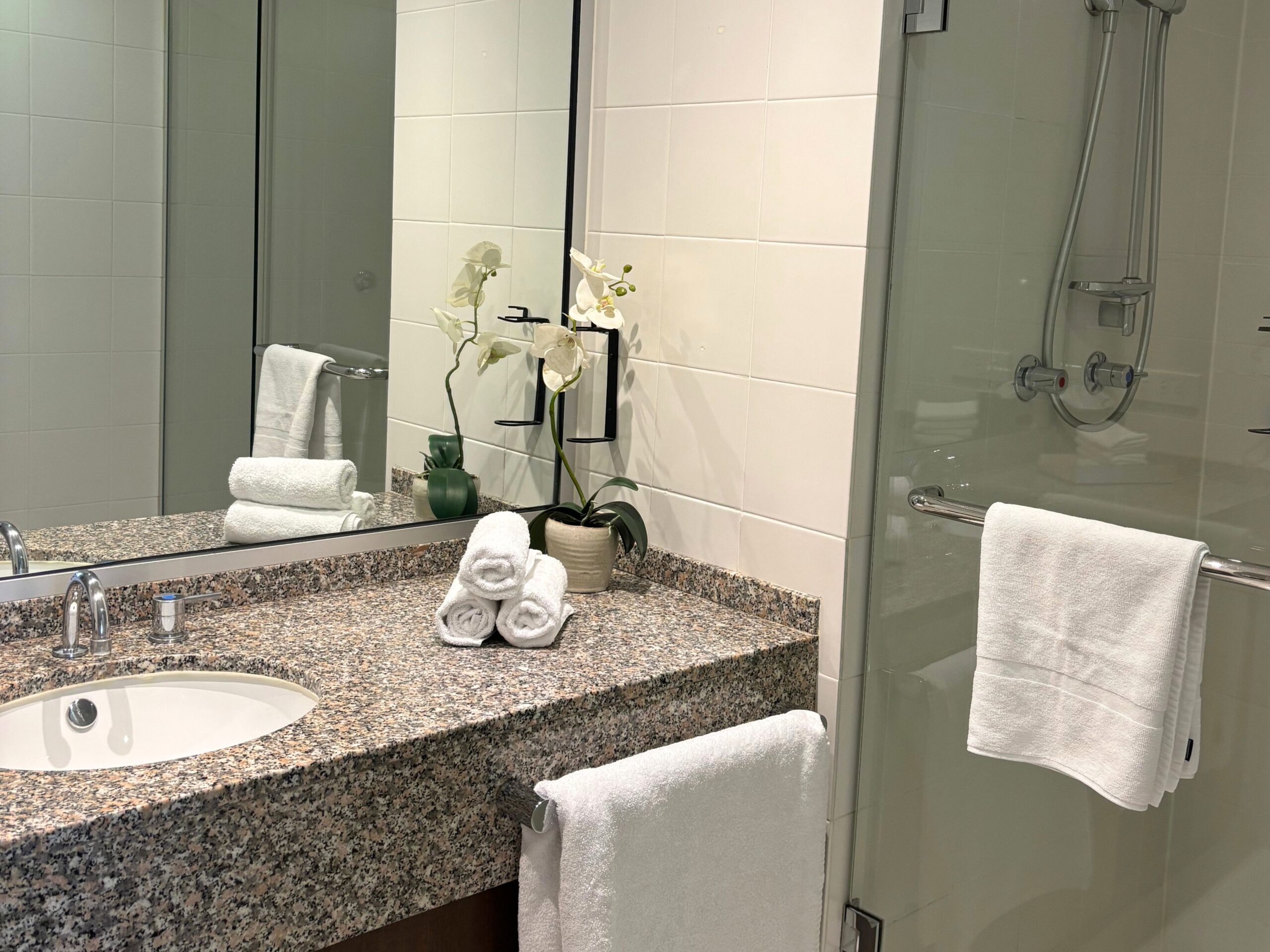 bathroom with granite countertop