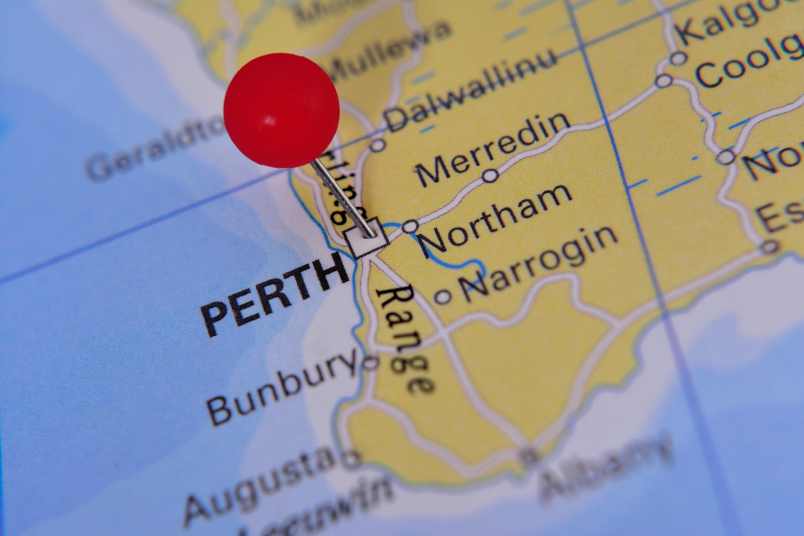 Map of Perth with pin